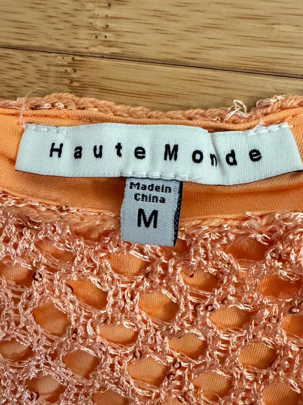 Haute Monde Knit Sequin Fish Net Scoop Maxi Dress orange medium - Picture 6 of 7